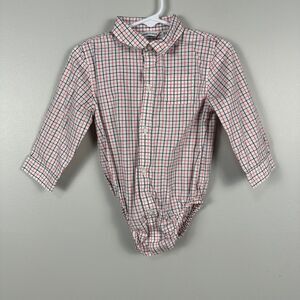 Janie and Jack Baby Boy 18-24 Months Long Sleeve Poplin Plaid Bodysuit